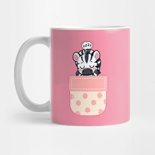 Sleepy Zebra in Polka Dot Pocket Mug